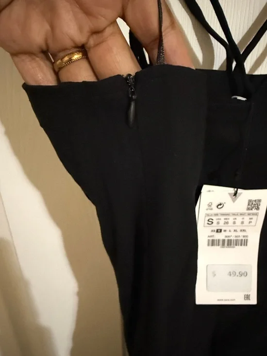 Zara Black Strappy Midi Dress with Double Spaghetti Straps - Picture 4 of 5